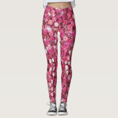 Rode witte bloemen leggings (Voorkant)