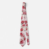 Rode Witte Bloemen Necksjaal Stropdas (Voorkant)