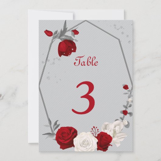 rode & witte bloemen tafelnummer (Voorkant)