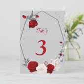 rode & witte bloemen tafelnummer (Staand voorkant)