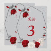 rode & witte bloemen tafelnummer (Voorkant / Achterkant)