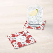 Rode witte bloemen Vrijgezellenfeest bruiloft Kartonnen Onderzetters (Insitu)