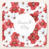 Rode witte bloemen Vrijgezellenfeest bruiloft Kartonnen Onderzetters (Voorkant)