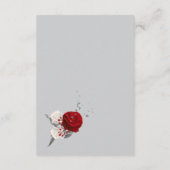 Rode & witte bloemen zilveren bladeren geometrisch informatiekaartje (Achterkant)