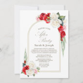 Rode witte bloemenboog bruiloft na feest kaart (Voorkant)