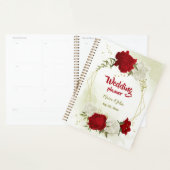 rode witte bloemige groene trouw planner (Display)