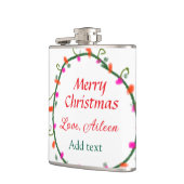 Rode witte bloemige waterverf krans vrolijk kerstf heupfles (Links)
