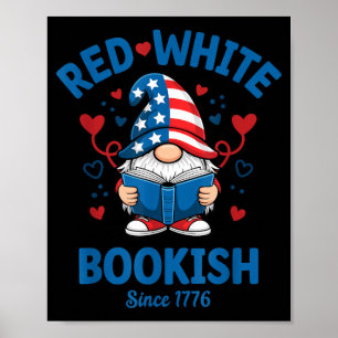Rode Witte Boekerige Patriottische Lezende Kaboute Poster