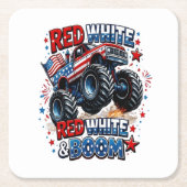 Rode Witte Boem Monstertruck Kartonnen Onderzetters (Voorkant)