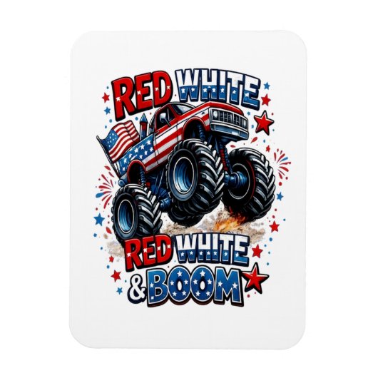 Rode Witte Boem Monstertruck Magneet (Verticaal)