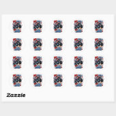 Rode Witte Boem Monstertruck Ronde Sticker (Vel)