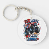 Rode Witte Boem Monstertruck Sleutelhanger (Voorkant)