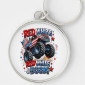 Rode Witte Boem Monstertruck Sleutelhanger (Voorkant)