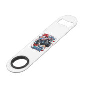 Rode Witte Boem Monstertruck Speed Flessenopener (Voorkant Gekanteld)
