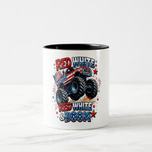Rode Witte Boem Monstertruck Tweekleurige Koffiemok