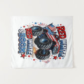 Rode Witte Boem Monstertruck Wandkleed (Voorkant (horizontaal))