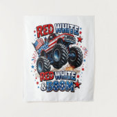 Rode Witte Boem Monstertruck Wandkleed (Voorkant)