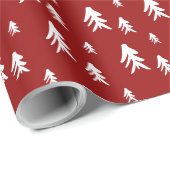 Rode witte bomen illustratie kerstpatroon cadeaupapier (Rol Hoek)