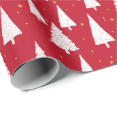 Rode witte bomen kerstvakantie inpakpapier (Rol Hoek)