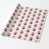 Rode Witte Boog Ornamenten Kerstmis Cadeaupapier (Uitgerold)