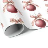Rode Witte Boog Ornamenten Kerstmis Cadeaupapier (Rol Hoek)
