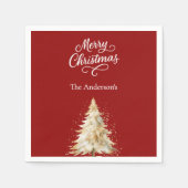 Rode witte boom sneeuw schrift Kerstmis Servet (Voorkant)