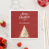 Rode witte boom sneeuw script Kerst lunch Servet (Insitu)