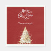 Rode witte boom sneeuw script Kerst lunch Servet (Voorkant)