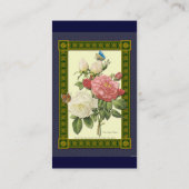 Rode Witte Botanische Rozen Aangepaste Visitekaart Visitekaartje (Achterkant)
