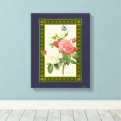 Rode witte botanische Rozen gewikkeld doek Canvas Afdruk (Insitu (Houten vloer))