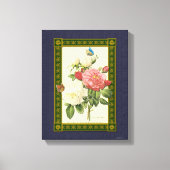 Rode witte botanische Rozen gewikkeld doek Canvas Afdruk (Voorkant)