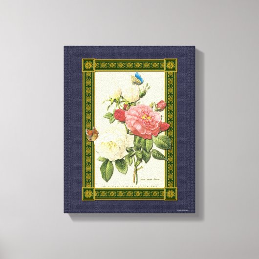 Rode witte botanische Rozen gewikkeld doek Canvas Afdruk (Voorkant)