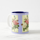 Rode Witte Botanische Rozen Koffie Mok (Voorkant links)