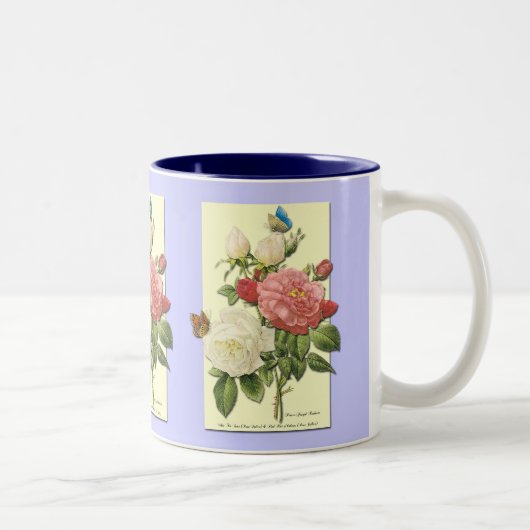 Rode Witte Botanische Rozen Koffie Mok (Rechts)