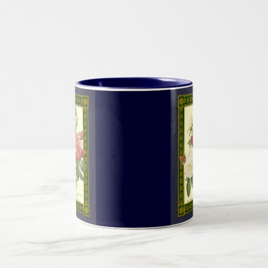 Rode Witte  Botanische Rozen Koffie Mok (Center)