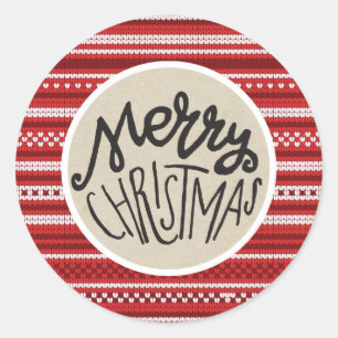 Rode Witte Brei Trui Vakantie Prettig Kerstmis Ronde Sticker
