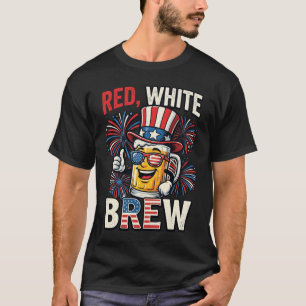 Rode Witte Brouwsel Grappige Patriottische Biker T T-shirt