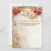 Rode witte bruidsjurk rozen luxe bloemen kaart (Achterkant)