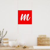 Rode Witte Calligrafie Monogram Initiaal Letter Poster (Keuken)