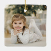 Rode Witte Candy Cane Big Christmas Bow Foto Keramisch Ornament (Achterkant)