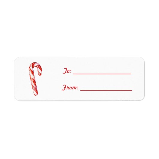 Rode Witte Candy Cane Kerstmis Etiket (Voorkant)
