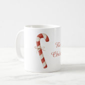 Rode Witte Candy Cane Kerstmis Koffiemok (Voorkant links)