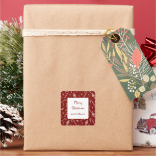 Rode Witte Candy Cane Pepermunt Kerstcadeau Vierkante Sticker