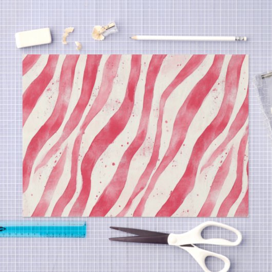 Rode Witte Candy Cane Strepen Kerstmis Tissuepapier (Craft)