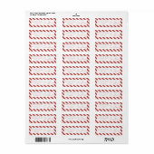 Rode & Witte Candy Cane Strepen Prettig Kerstfeest Etiket (Full Sheet)