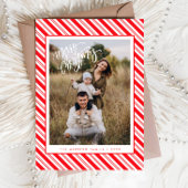 Rode Witte Candy Cane Stripe Foto Kerst Kaart
