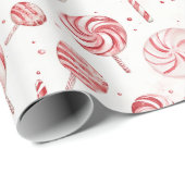 Rode Witte Candy Cane Traktaties Kerstmis Cadeaupapier (Rol Hoek)