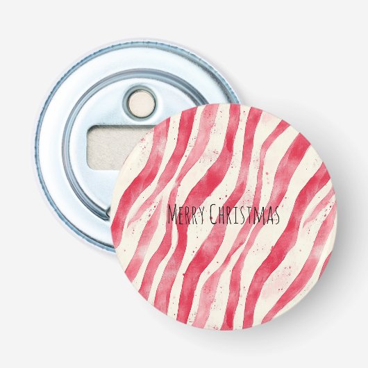 Rode Witte Candy Canes Kerst   Button Flesopener (Voorkant)