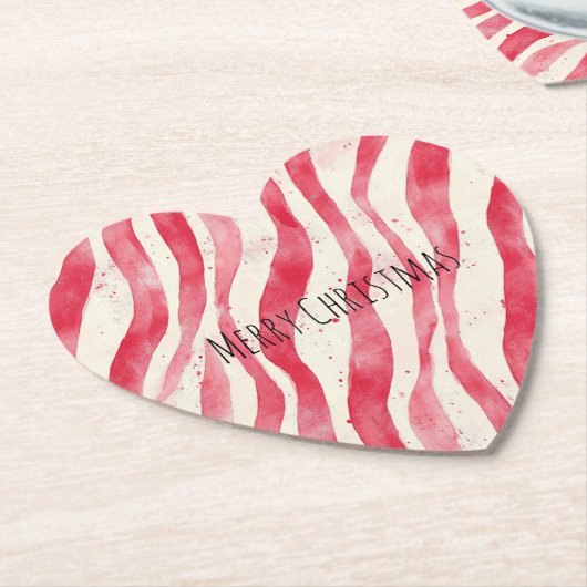 Rode Witte Candy Canes Kerst Kartonnen Onderzetters (Gekanteld)