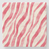 Rode Witte Candy Canes Kerst   Stenen Onderzetter (Voorkant)